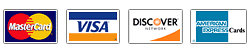 We Accept Visa, Mastercard, Discover, and American Express